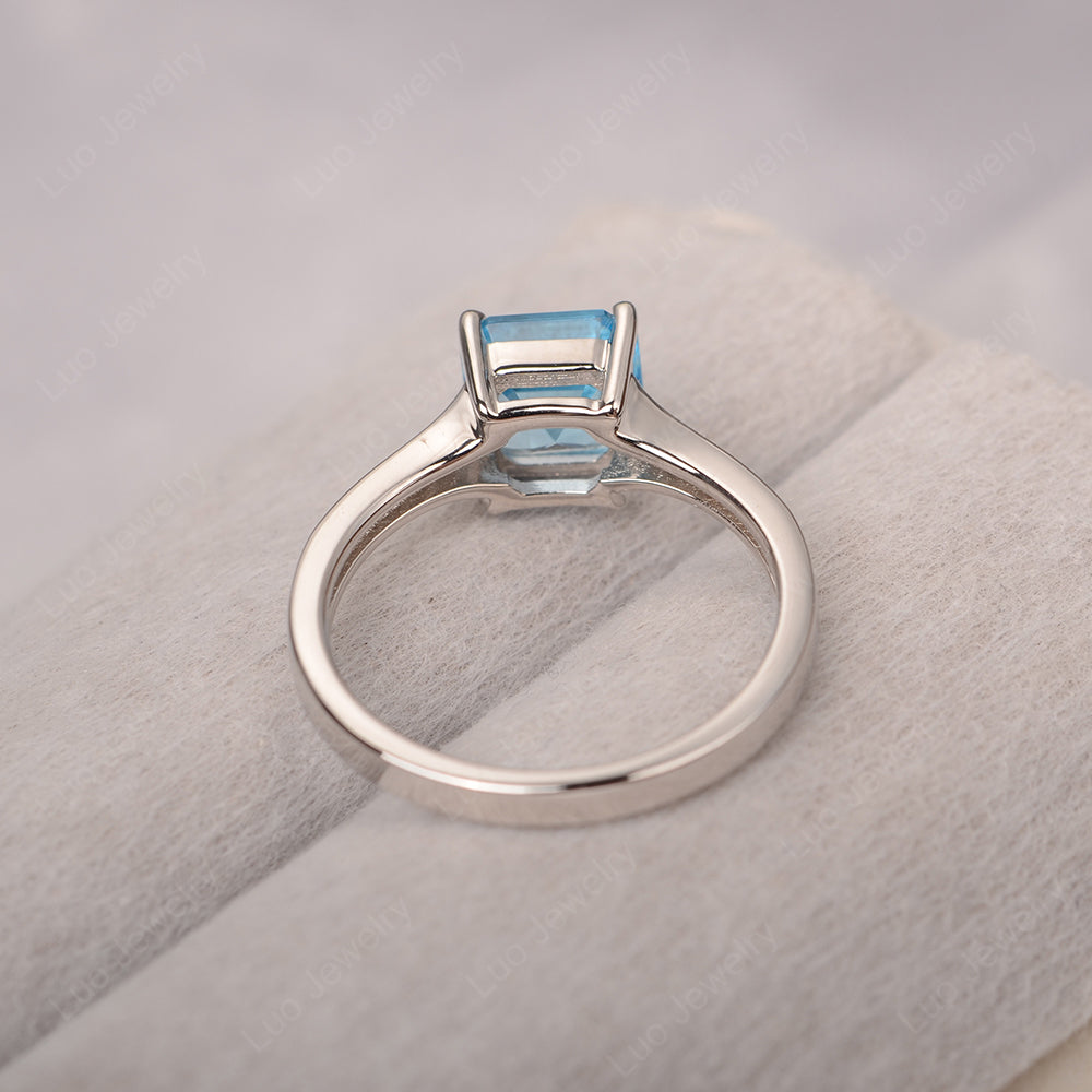 Swiss Blue Topaz Ring Asscher Cut Engagement Ring - LUO Jewelry