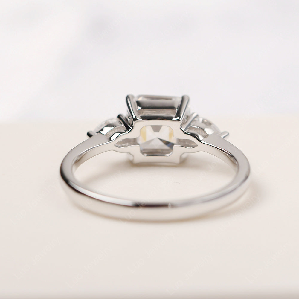 Asscher Cut Cubic Zirconia Ring With Pear Side Stone - LUO Jewelry