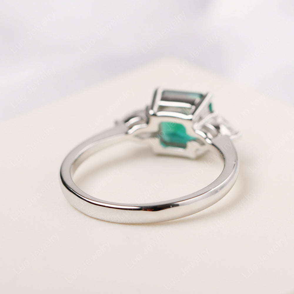 Asscher Cut Emerald Ring With Pear Side Stone - LUO Jewelry