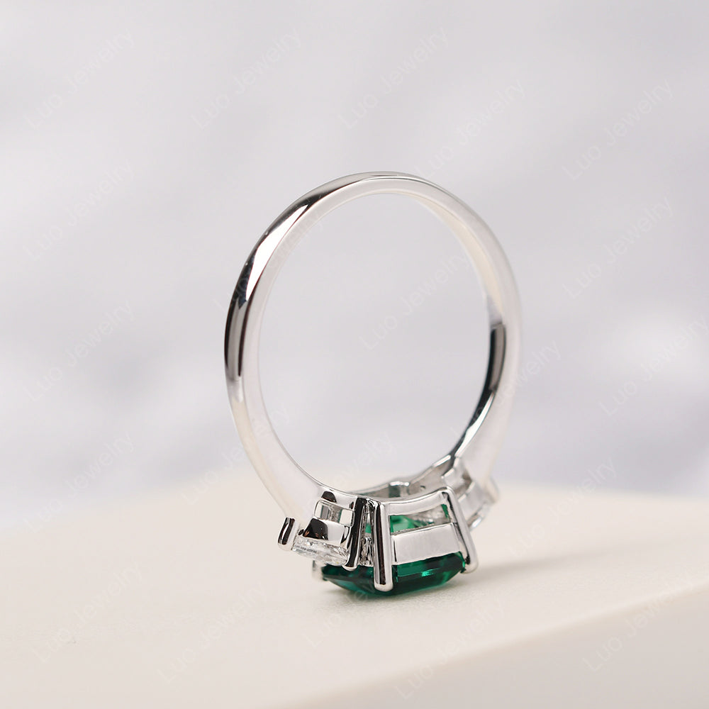Asscher Cut Emerald Ring With Pear Side Stone - LUO Jewelry