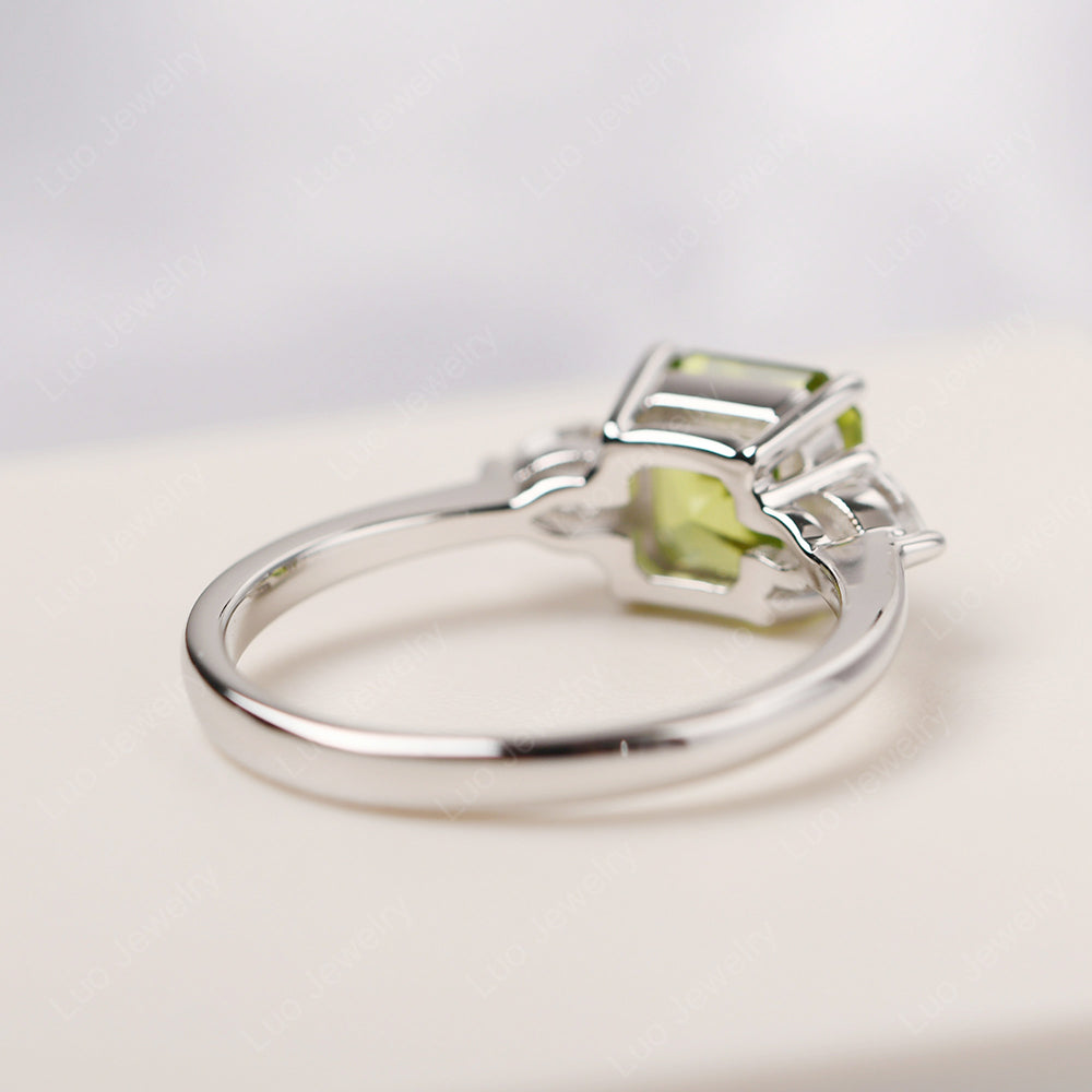 Asscher Cut Peridot Ring With Pear Side Stone - LUO Jewelry
