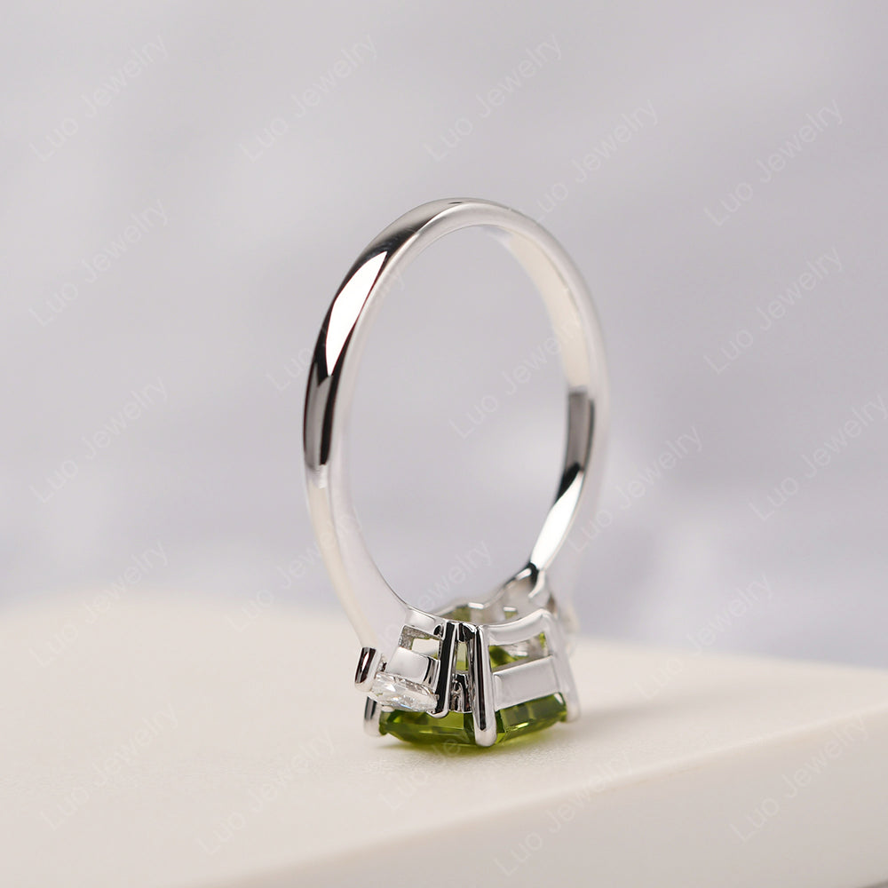 Asscher Cut Peridot Ring With Pear Side Stone - LUO Jewelry