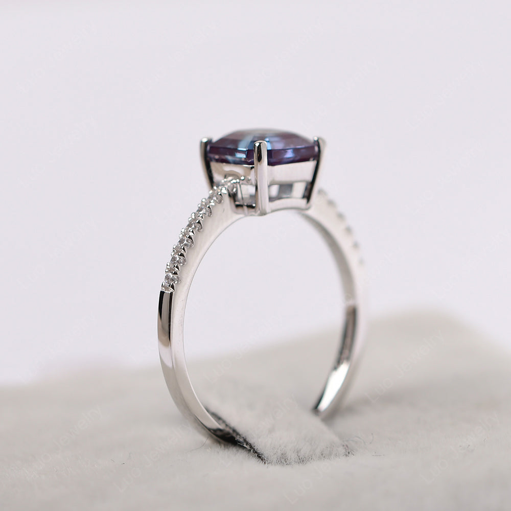 Asscher Cut Engagement Ring Alexandrite Ring - LUO Jewelry