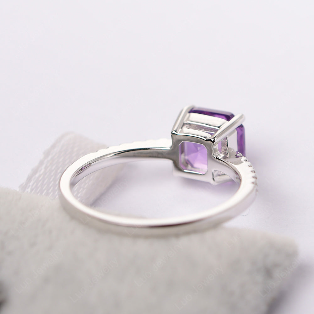 Asscher Cut Engagement Ring Amethyst Ring - LUO Jewelry