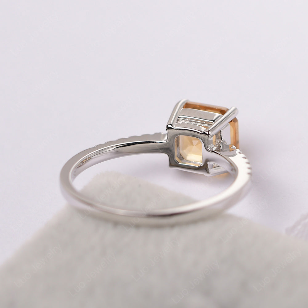 Asscher Cut Engagement Ring Citrine Ring - LUO Jewelry