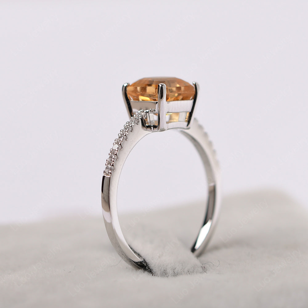Asscher Cut Engagement Ring Citrine Ring - LUO Jewelry