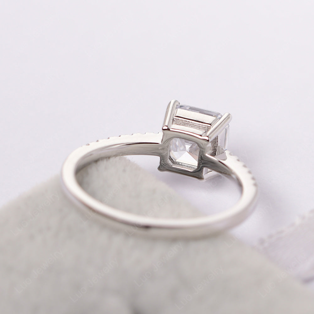 Asscher Cut Engagement Ring Cubic Zirconia Ring - LUO Jewelry