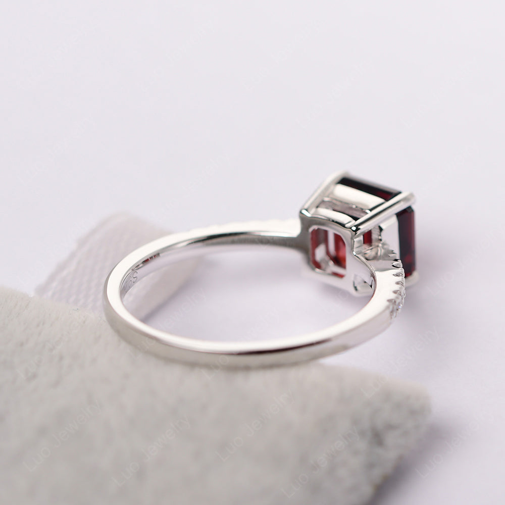 Asscher Cut Engagement Ring Garnet Ring - LUO Jewelry