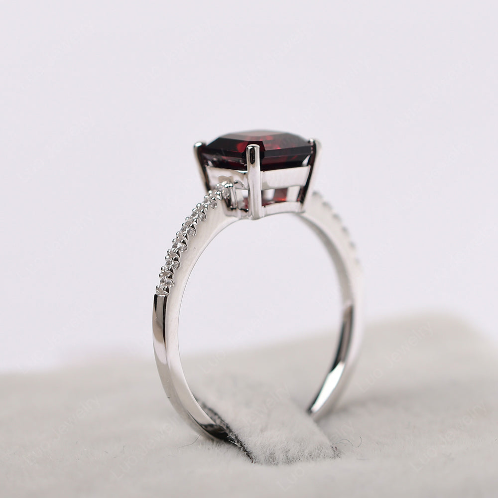Asscher Cut Engagement Ring Garnet Ring - LUO Jewelry