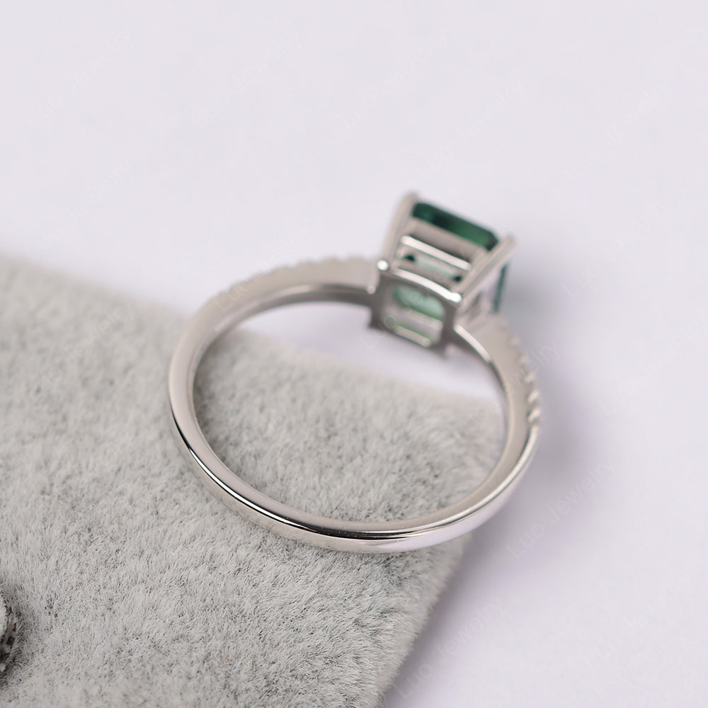 Asscher Cut Engagement Ring Green Sapphire Ring - LUO Jewelry