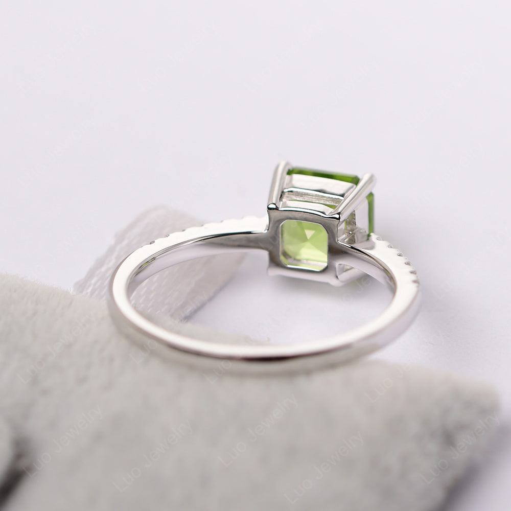 Asscher Cut Engagement Ring Peridot Ring - LUO Jewelry