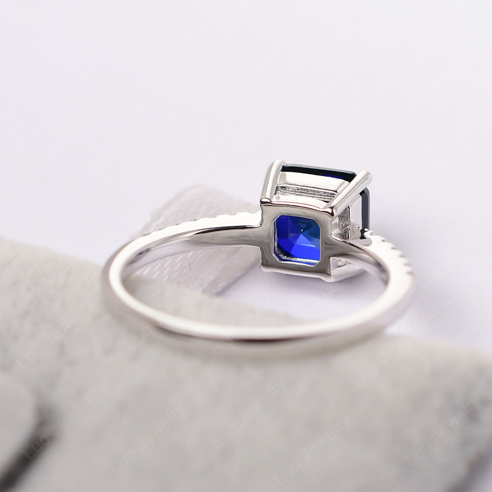 Asscher Cut Engagement Ring Lab Sapphire Ring - LUO Jewelry