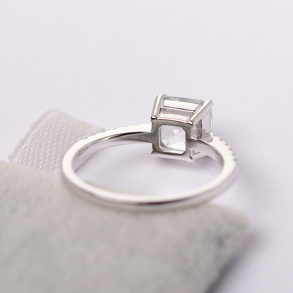 Asscher Cut Engagement Ring White Topaz Ring - LUO Jewelry