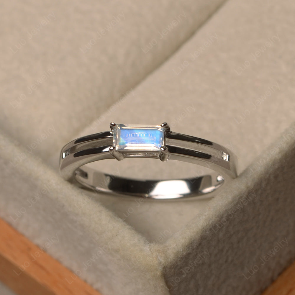 Horizontal Baguette Moonstone Solitaire Ring - LUO Jewelry