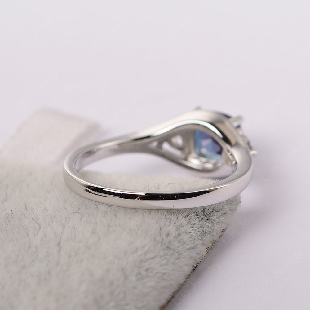 Vintage Alexandrite Ring With Trillion Side Stone - LUO Jewelry