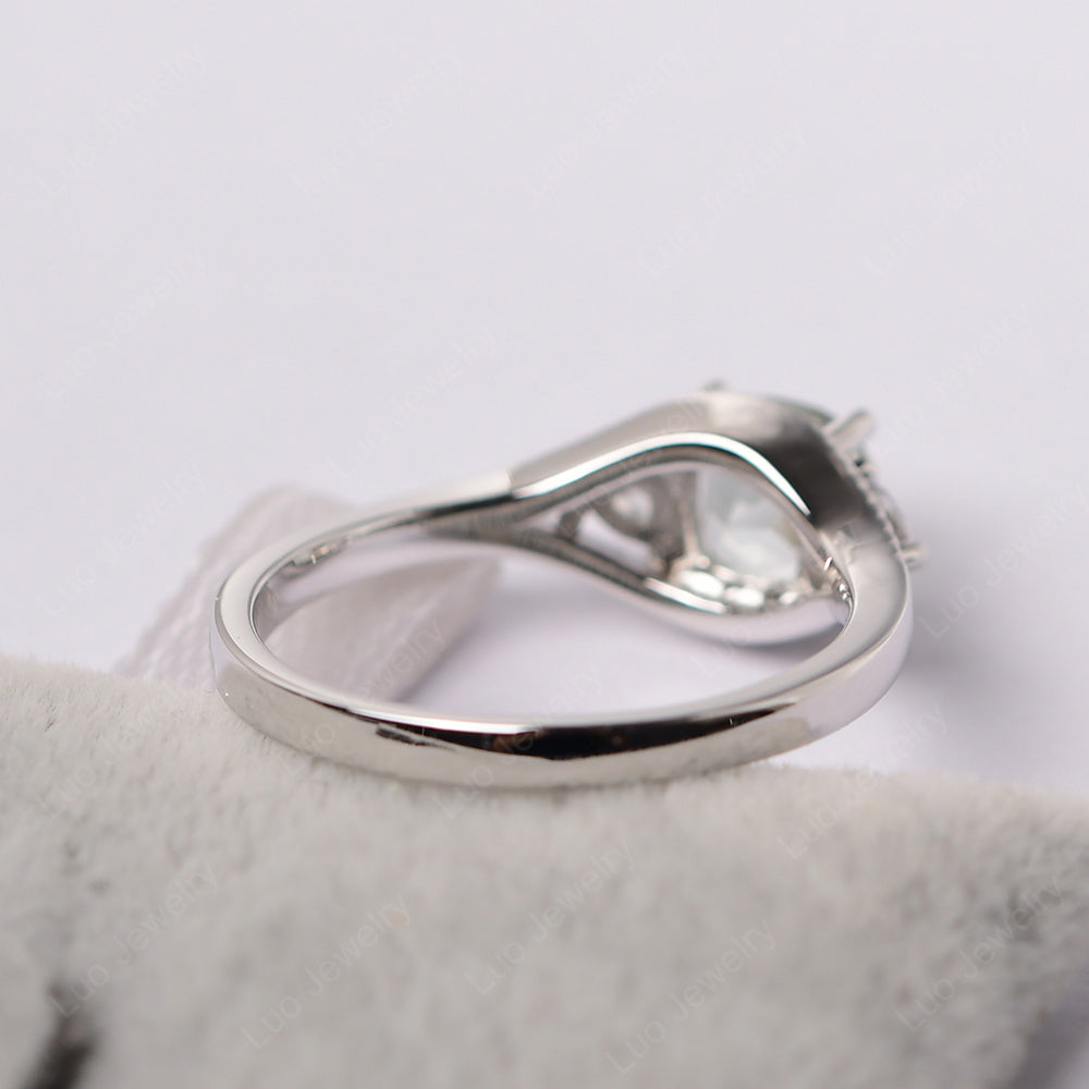 Vintage Green Amethyst Ring With Trillion Side Stone - LUO Jewelry