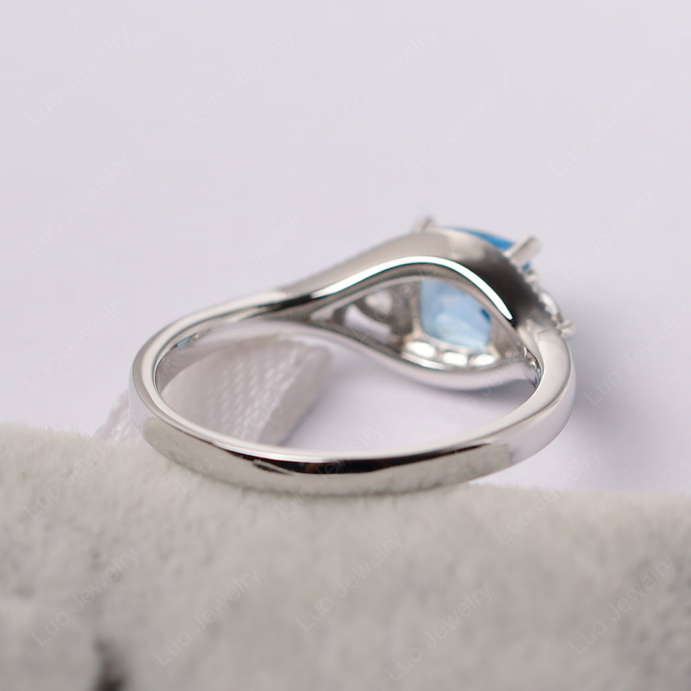 Vintage Swiss Blue Topaz Ring With Trillion Side Stone - LUO Jewelry