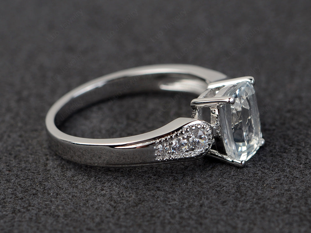 Vintage Cushion Cut White Topaz Engagement Ring - LUO Jewelry