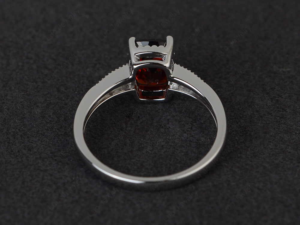 Vintage Garnet Ring Cushion Cut Ring - LUO Jewelry