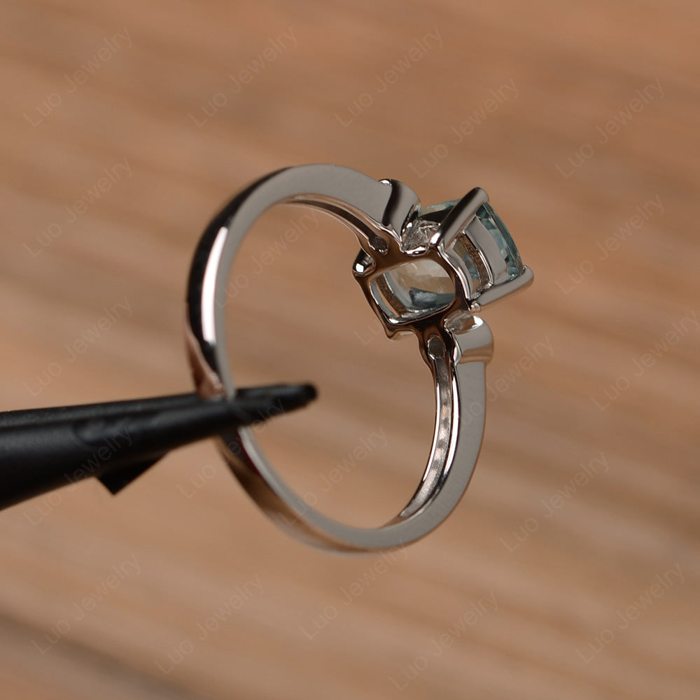 Cushion Cut Aquamarine Pave Wedding Ring - LUO Jewelry