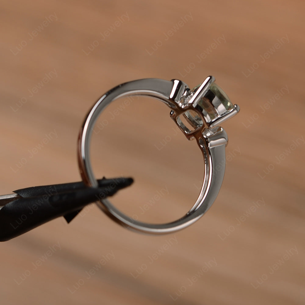 Cushion Cut Green Amethyst Pave Wedding Ring - LUO Jewelry