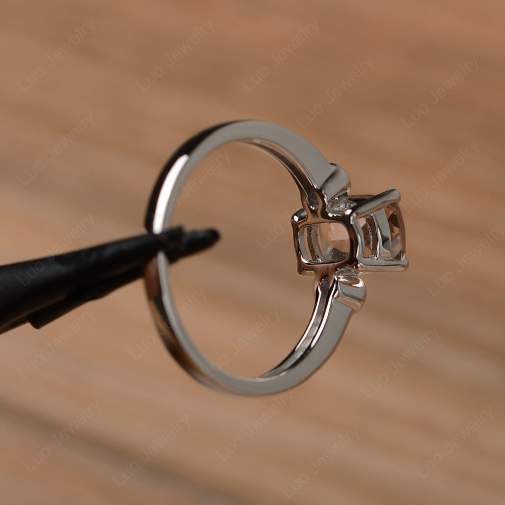 Cushion Cut Morganite Pave Wedding Ring - LUO Jewelry