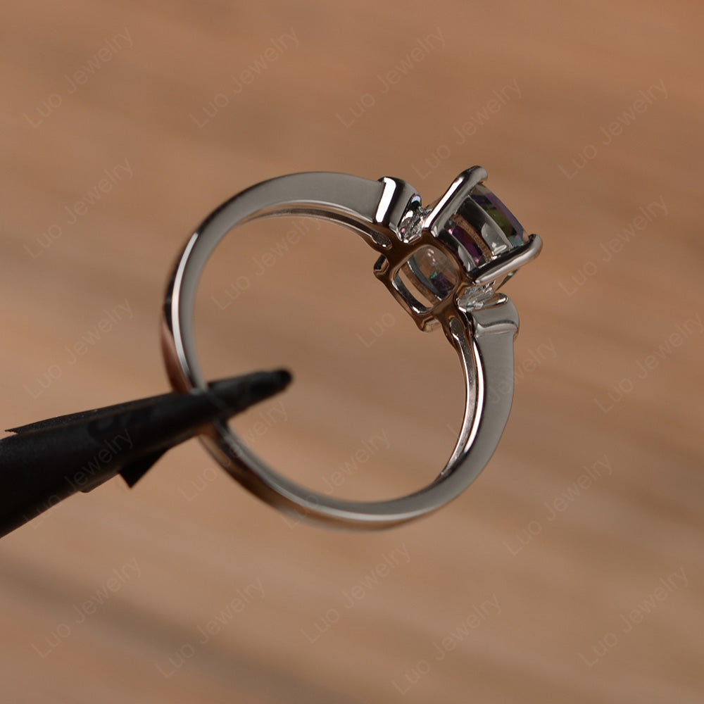 Cushion Cut Mystic Topaz Pave Wedding Ring - LUO Jewelry