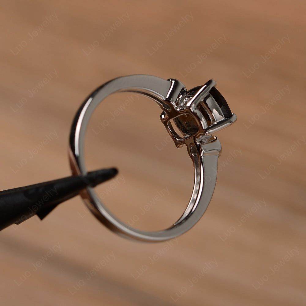 Cushion Cut Smoky Quartz Pave Wedding Ring - LUO Jewelry