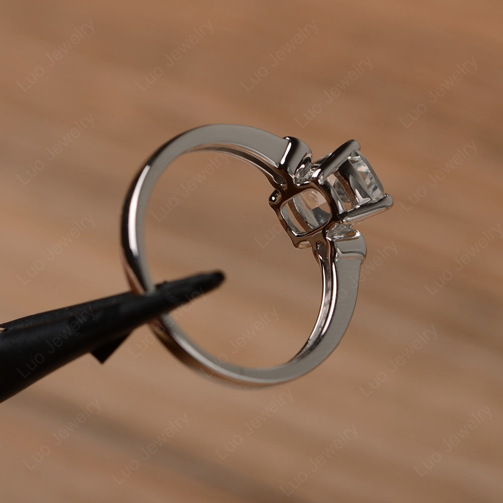 Cushion Cut White Topaz Pave Wedding Ring - LUO Jewelry