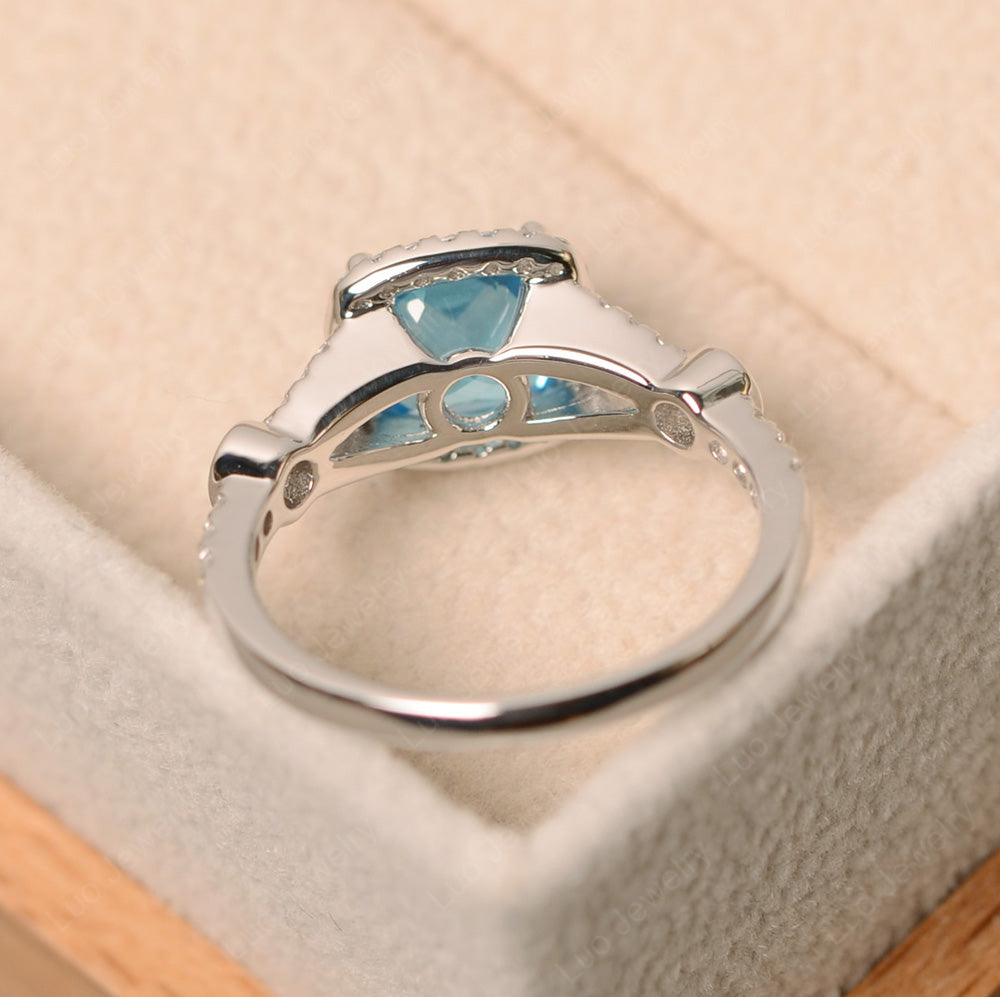 Cushion Cut Art Deco Swiss Blue Topaz Wedding Ring - LUO Jewelry