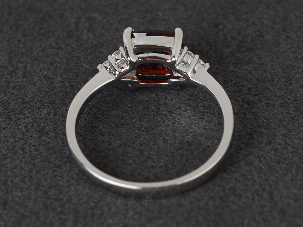 Cushion Cut Garnet Wedding Ring White Gold - LUO Jewelry