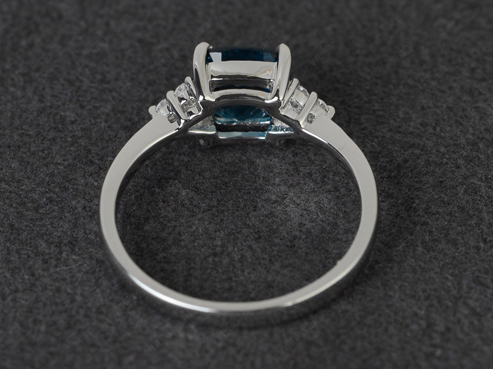 Cushion Cut London Blue Topaz Wedding Ring White Gold - LUO Jewelry