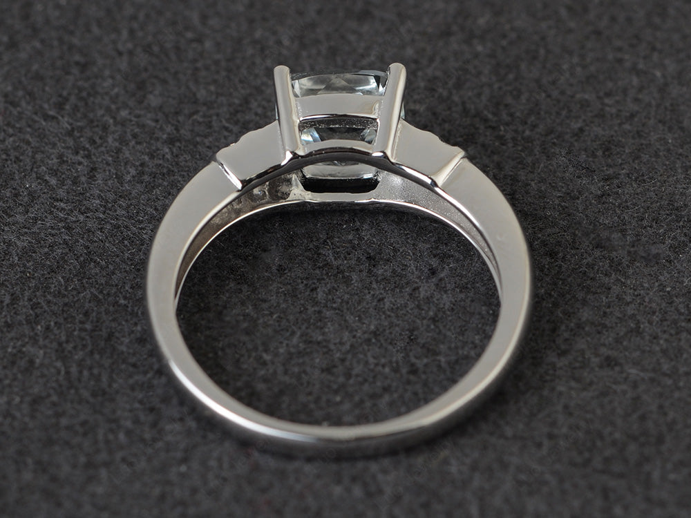 Cushion Cut White Topaz Wedding Ring Silver - LUO Jewelry