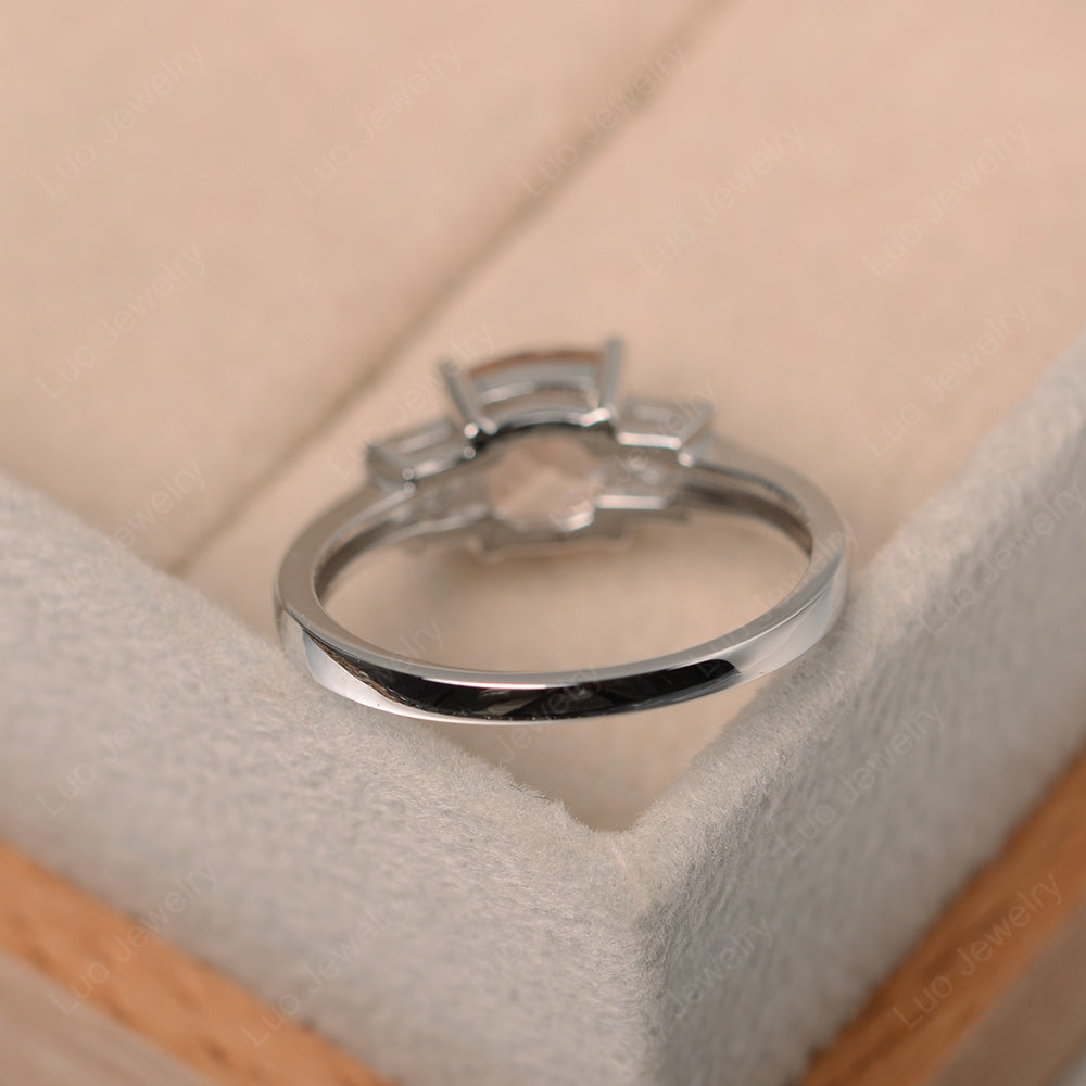 Cushion Cut Morganite Promise Ring Art Deco - LUO Jewelry