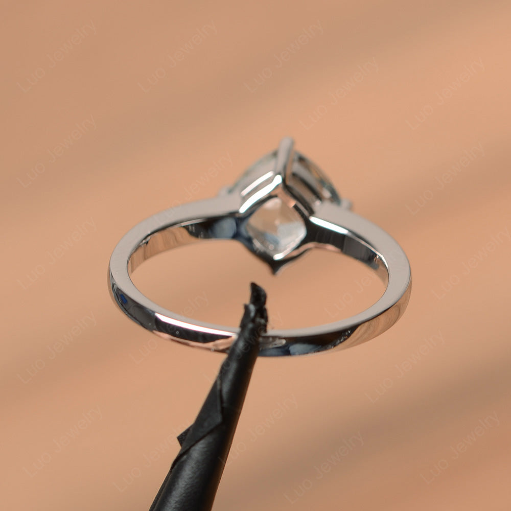 Kite Set Cushion Cut Aquamarine Solitaire Ring - LUO Jewelry