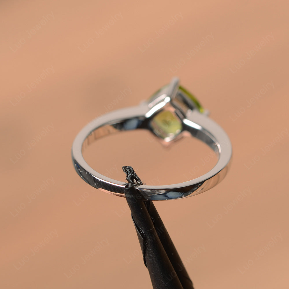 Kite Set Cushion Cut Peridot Solitaire Ring - LUO Jewelry