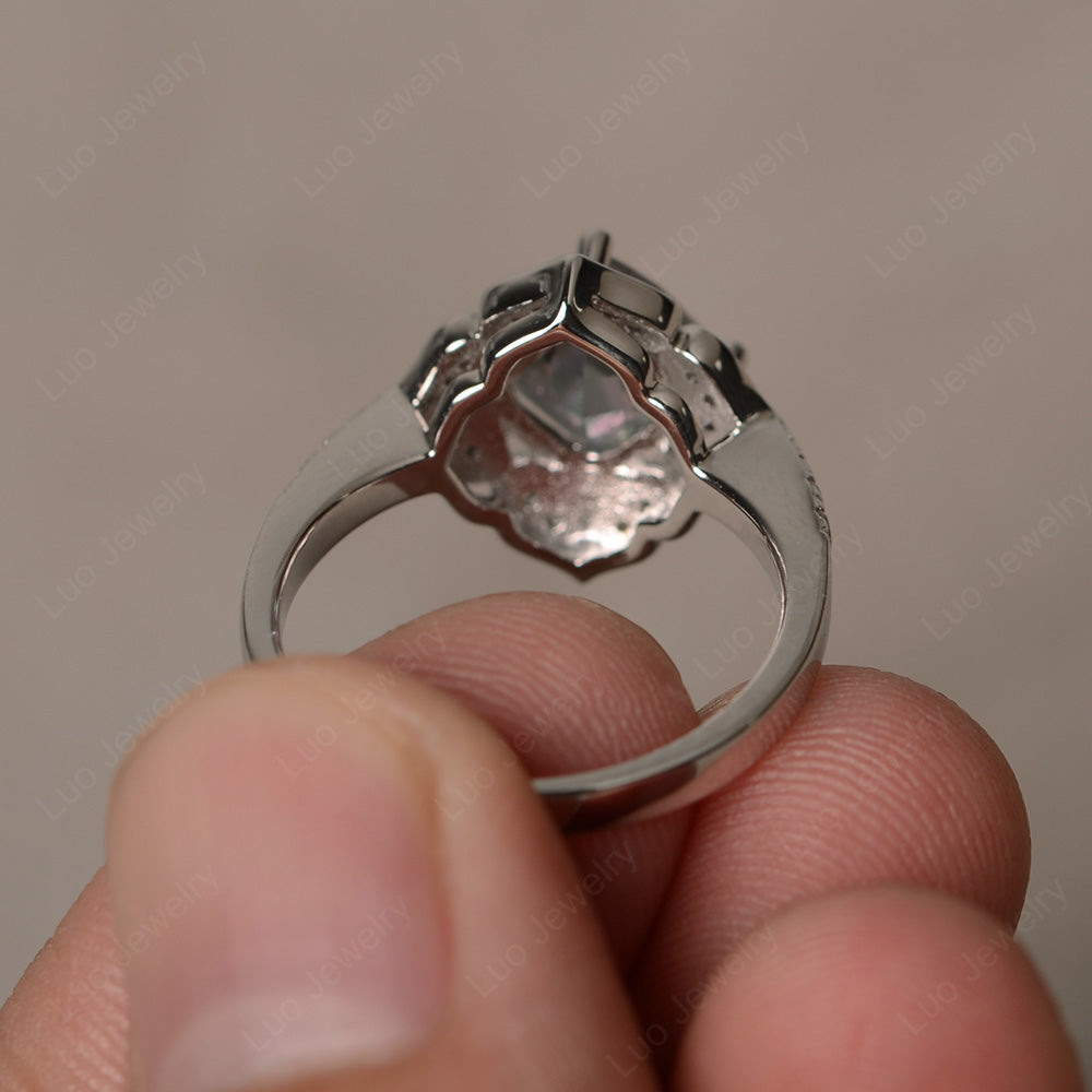 Mystic Topaz Ring Cushion Cut Kite Set White Gold - LUO Jewelry