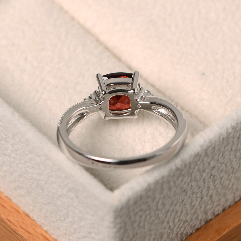 Cushion Cut Garnet Engagement Ring Silver - LUO Jewelry