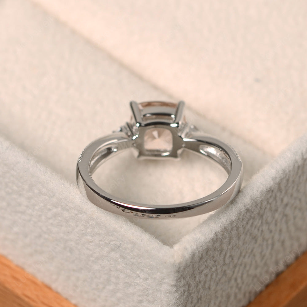 Cushion Cut Morganite Engagement Ring Silver - LUO Jewelry