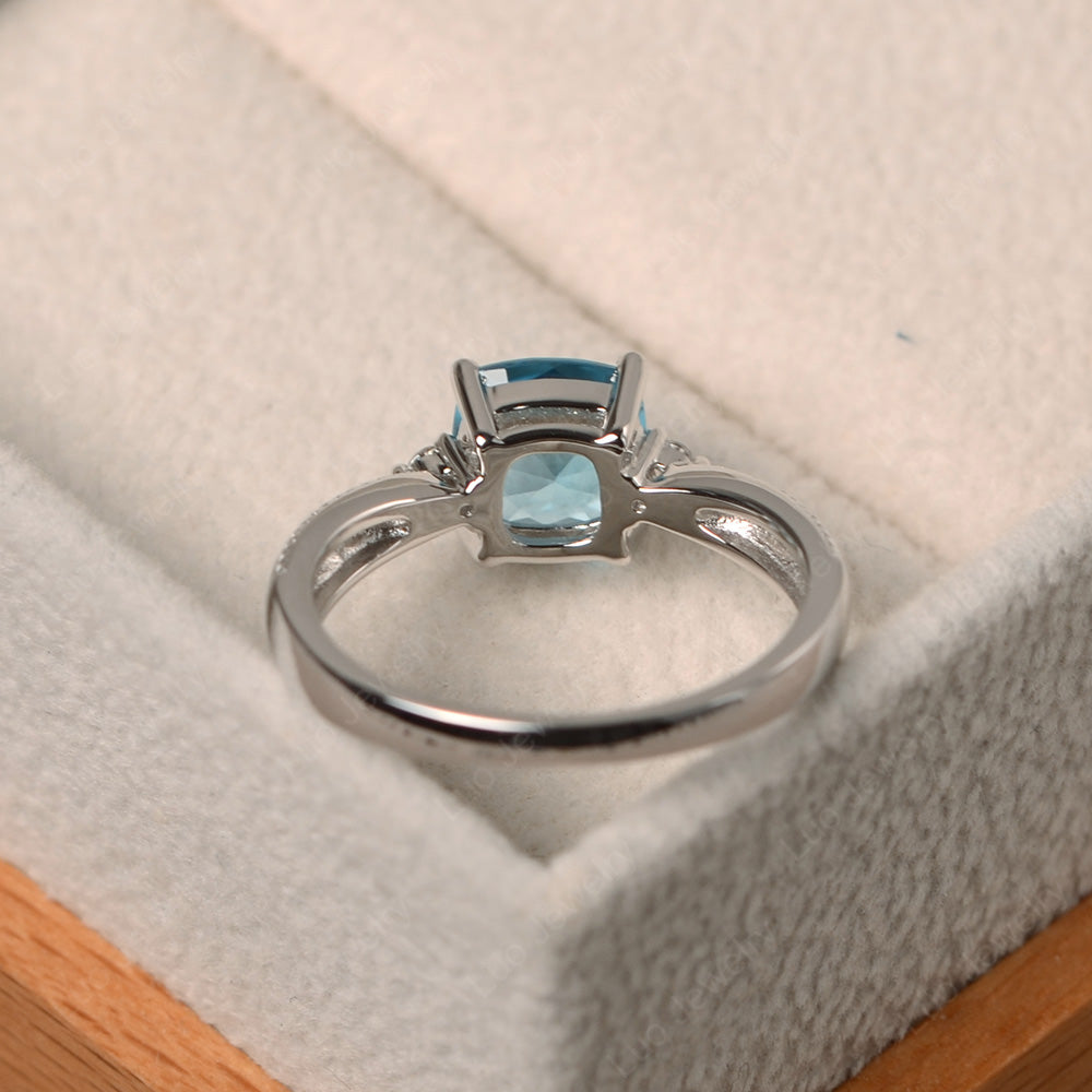 Cushion Cut Swiss Blue Topaz Engagement Ring Silver - LUO Jewelry