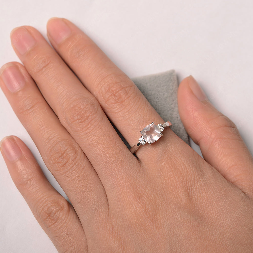 Rose Quartz Cushion Cut Engagement Ring - LUO Jewelry