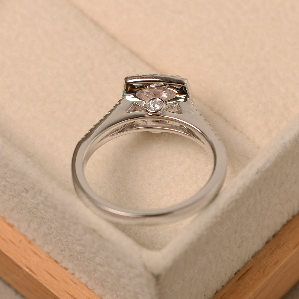 Cubic Zirconia Cushion Cut Split Shank Halo Engagement Ring - LUO Jewelry