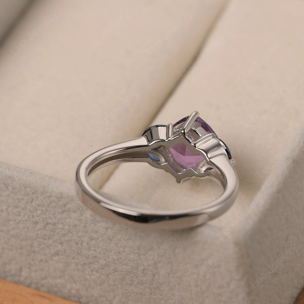 Amethyst Kite Set Cushion Cut Engagement Ring - LUO Jewelry