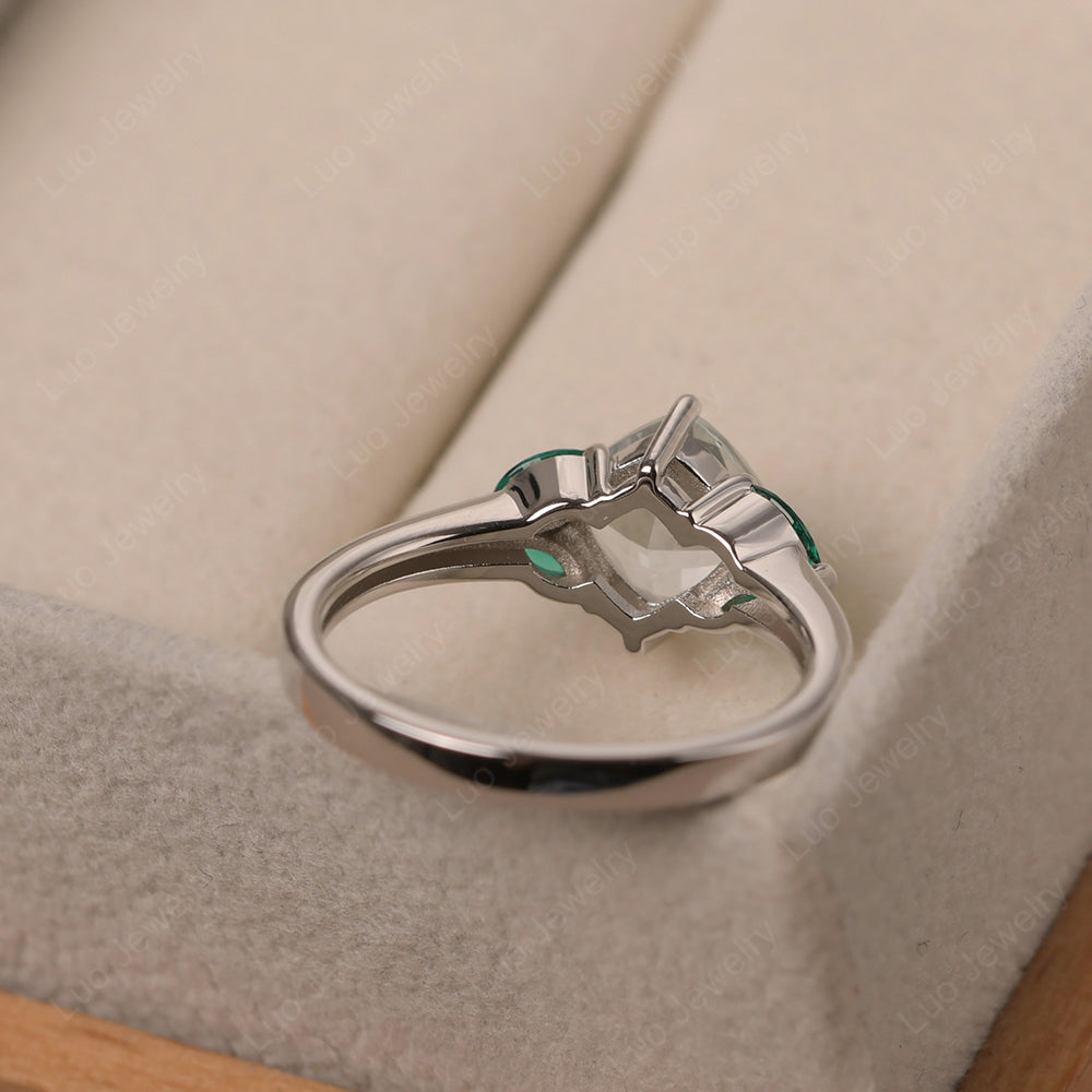 Aquamarine Kite Set Cushion Cut Engagement Ring - LUO Jewelry