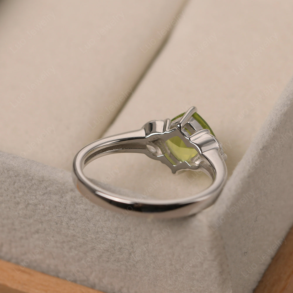 Peridot Kite Set Cushion Cut Engagement Ring - LUO Jewelry