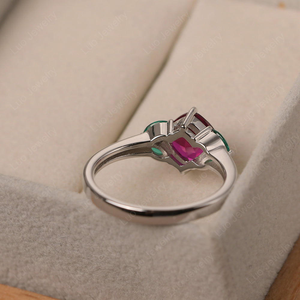 Ruby Kite Set Cushion Cut Engagement Ring - LUO Jewelry