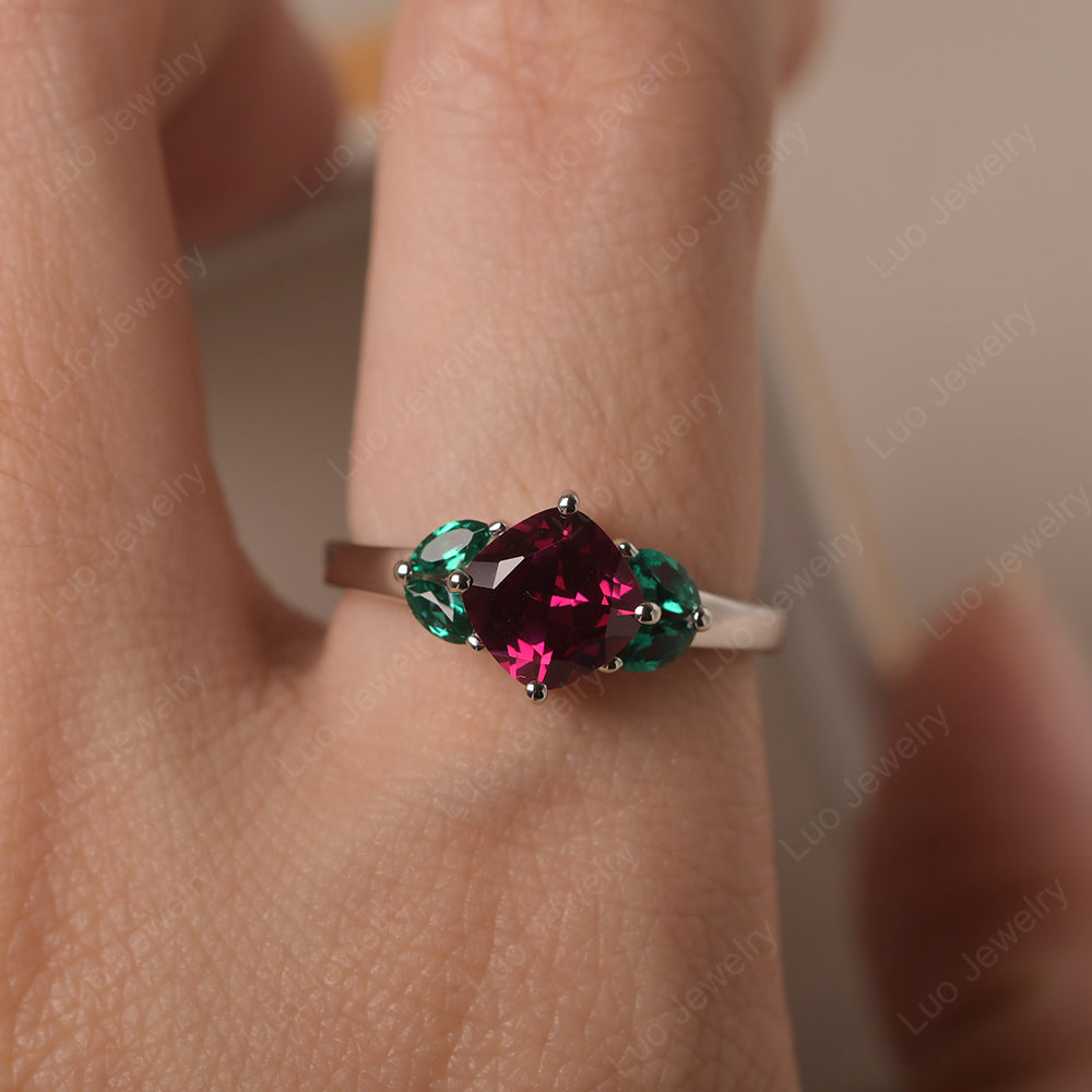 Ruby Kite Set Cushion Cut Engagement Ring - LUO Jewelry