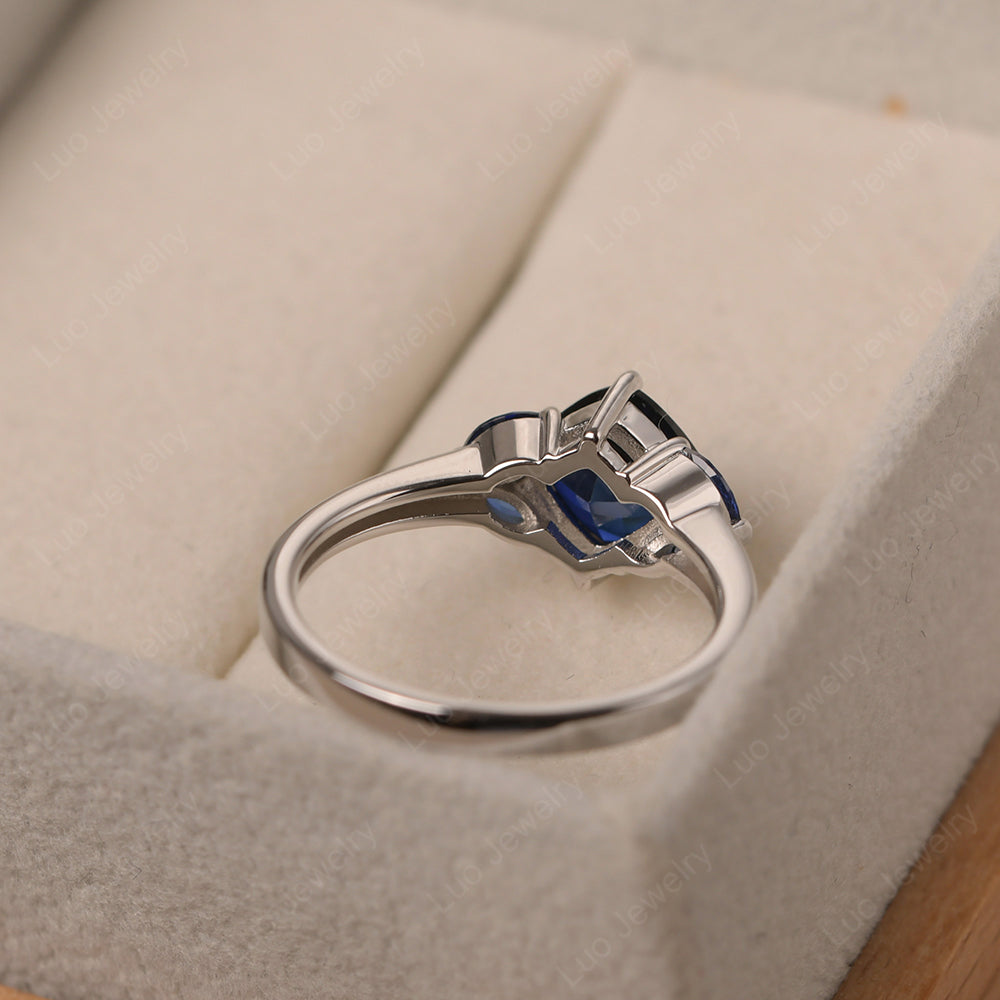 Sapphire Kite Set Cushion Cut Engagement Ring - LUO Jewelry