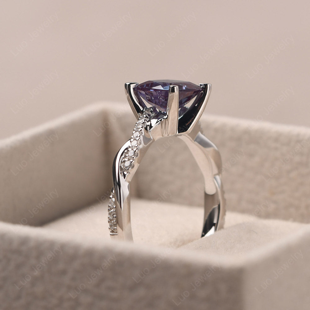 Cushion Cut Alexandrite Twist Engagement Rings - LUO Jewelry