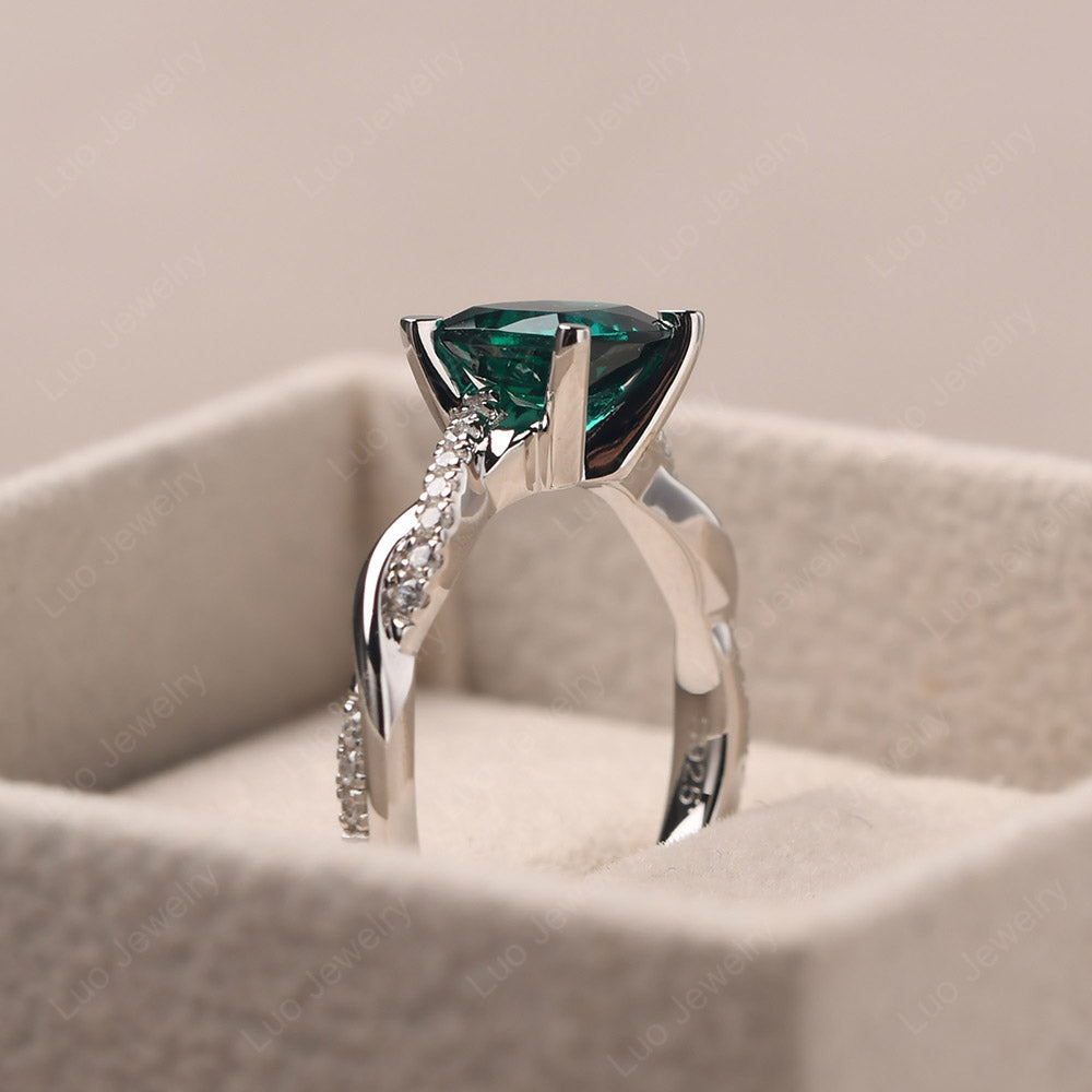 Cushion Cut Emerald Twist Engagement Rings - LUO Jewelry